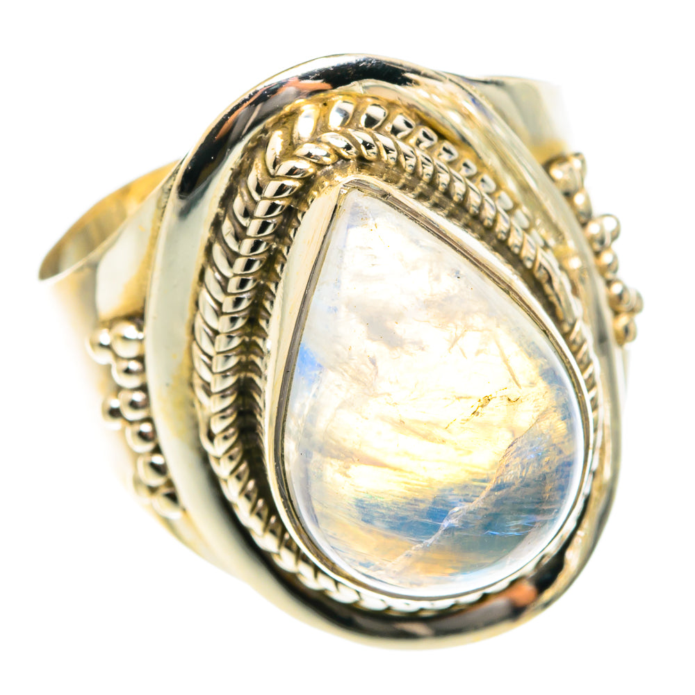 Rainbow Moonstone Rings handcrafted by Anasilvercos - RING76046