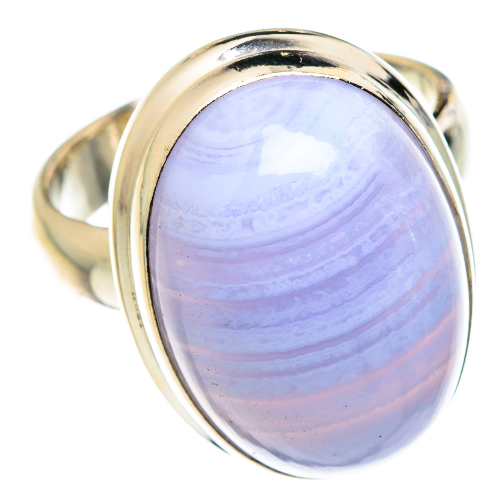 Blue Lace Agate Rings handcrafted by Anasilvercos - RING76047