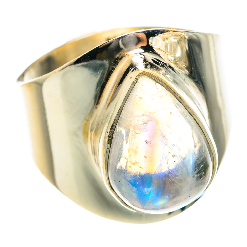 Rainbow Moonstone Rings handcrafted by Anasilvercos - RING76068
