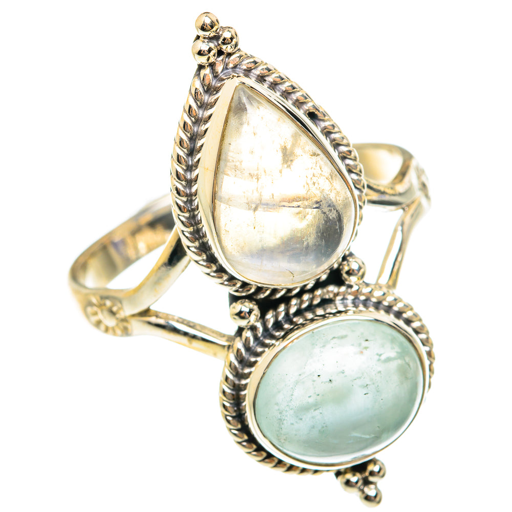 Rainbow Moonstone Rings handcrafted by Anasilvercos - RING76071