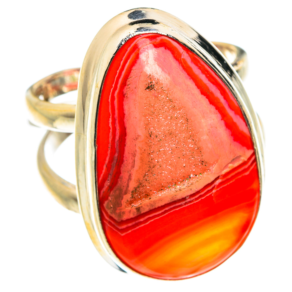 Red Botswana Agate Rings handcrafted by Anasilvercos - RING76100