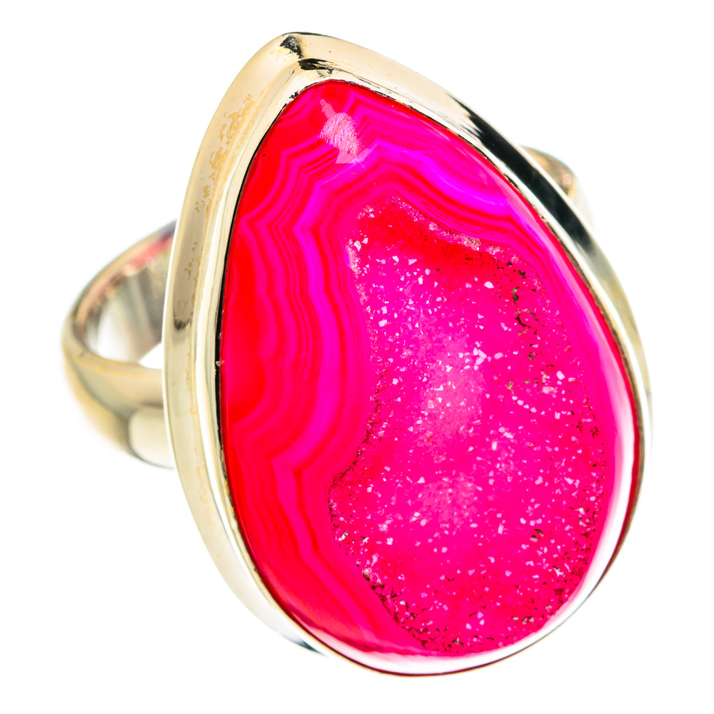 Pink Agate Druzy Rings handcrafted by Anasilvercos - RING76102