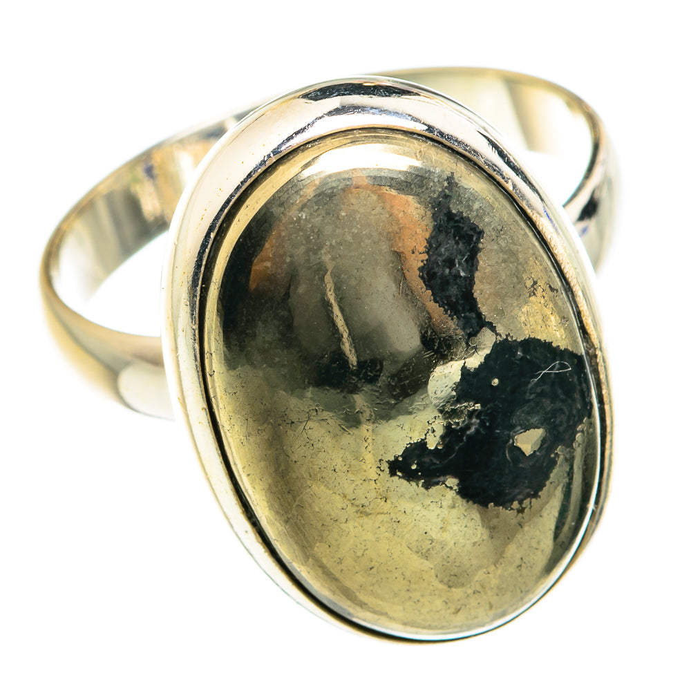 Pyrite In Black Onyx Rings handcrafted by Anasilvercos - RING76109