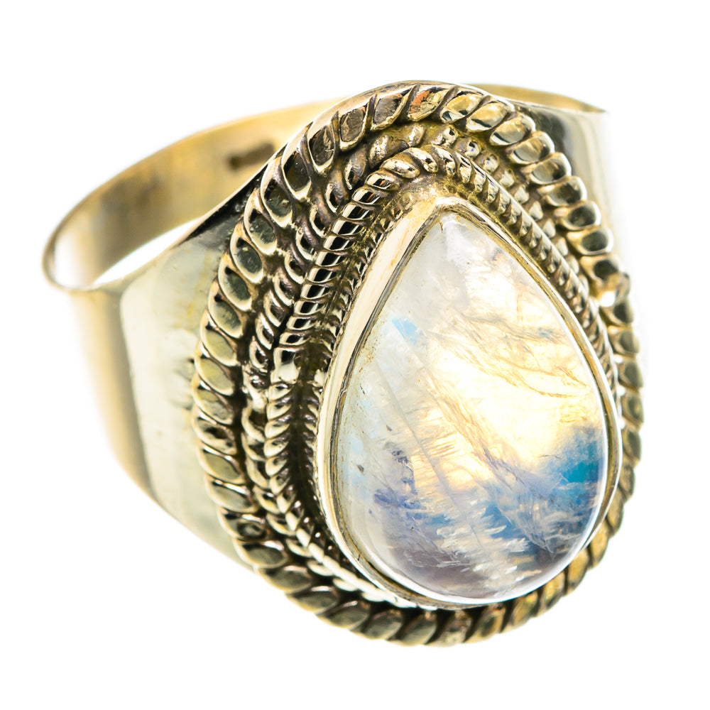Rainbow Moonstone Rings handcrafted by Anasilvercos - RING76111