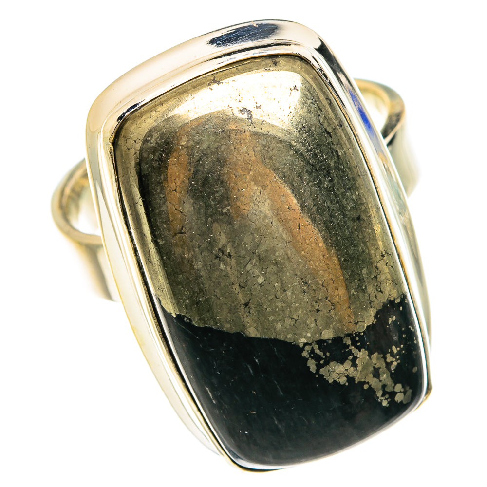 Pyrite In Black Onyx Rings handcrafted by Anasilvercos - RING76129