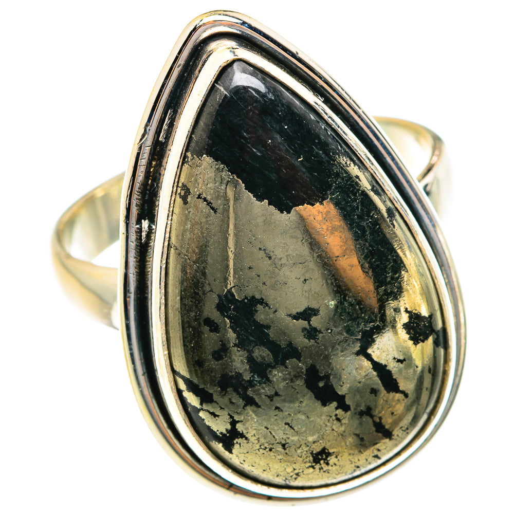 Pyrite In Black Onyx Rings handcrafted by Anasilvercos - RING76152