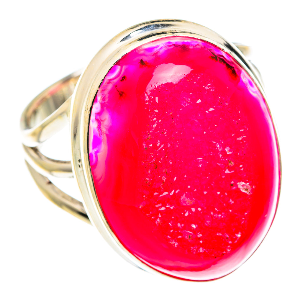 Pink Agate Druzy Rings handcrafted by Anasilvercos - RING76211
