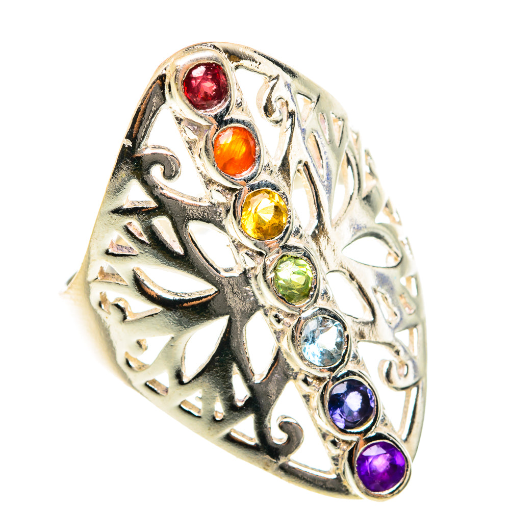 Multi-Stone Chakra Rings handcrafted by Anasilvercos - RING76256