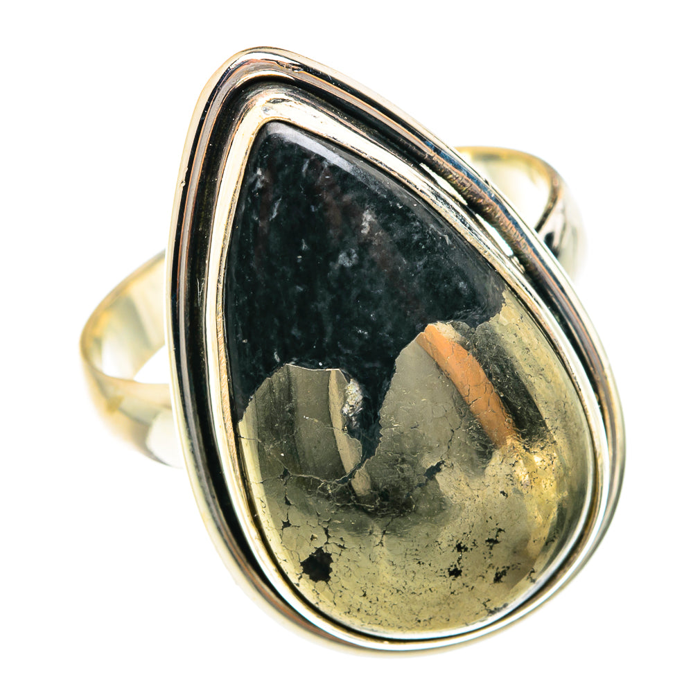 Pyrite In Black Onyx Rings handcrafted by Anasilvercos - RING76316