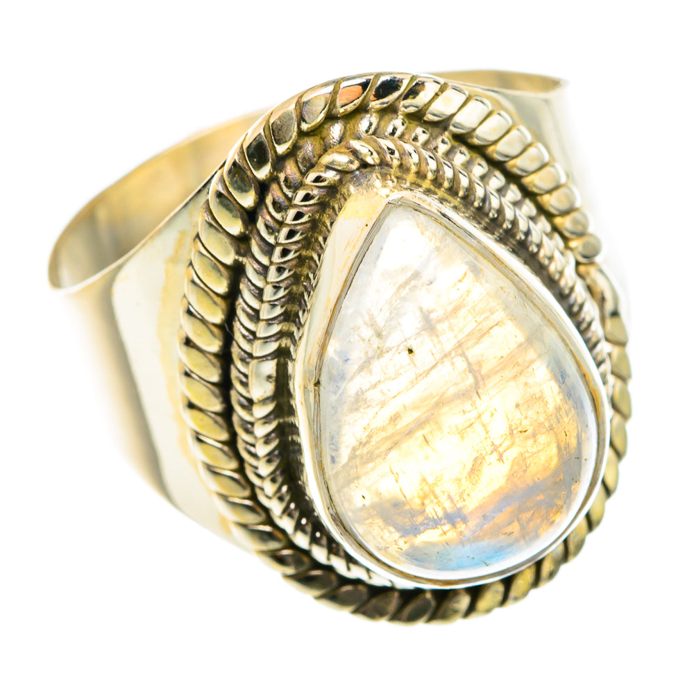 Rainbow Moonstone Rings handcrafted by Anasilvercos - RING76317
