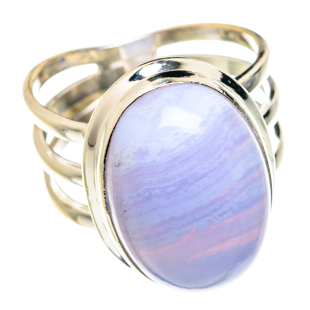 Blue Lace Agate Rings handcrafted by Anasilvercos - RING76350