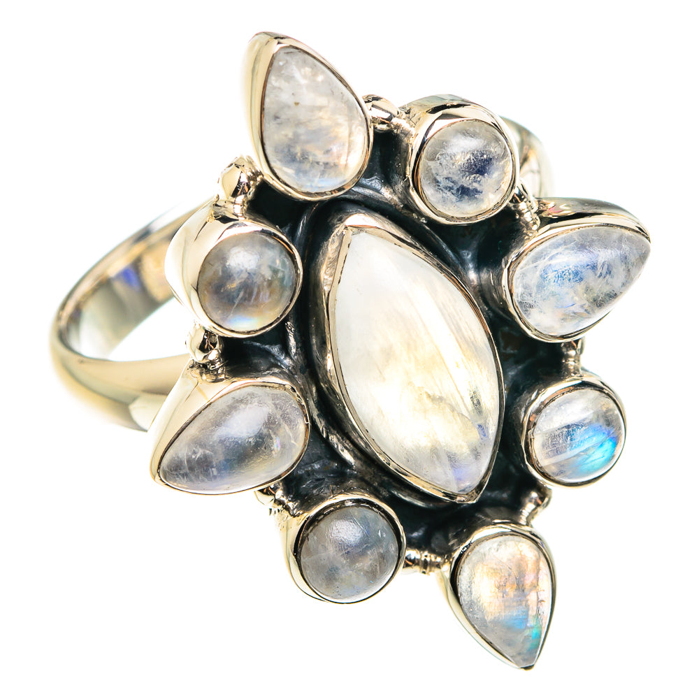 Rainbow Moonstone Rings handcrafted by Anasilvercos - RING76351