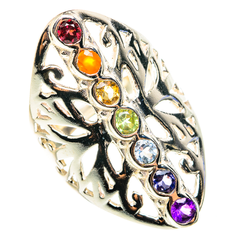 Multi-Stone Chakra Rings handcrafted by Anasilvercos - RING76353