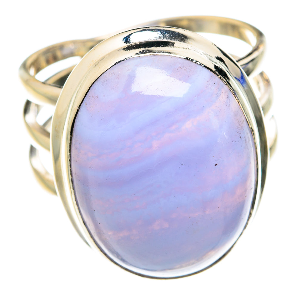 Blue Lace Agate Rings handcrafted by Anasilvercos - RING76384