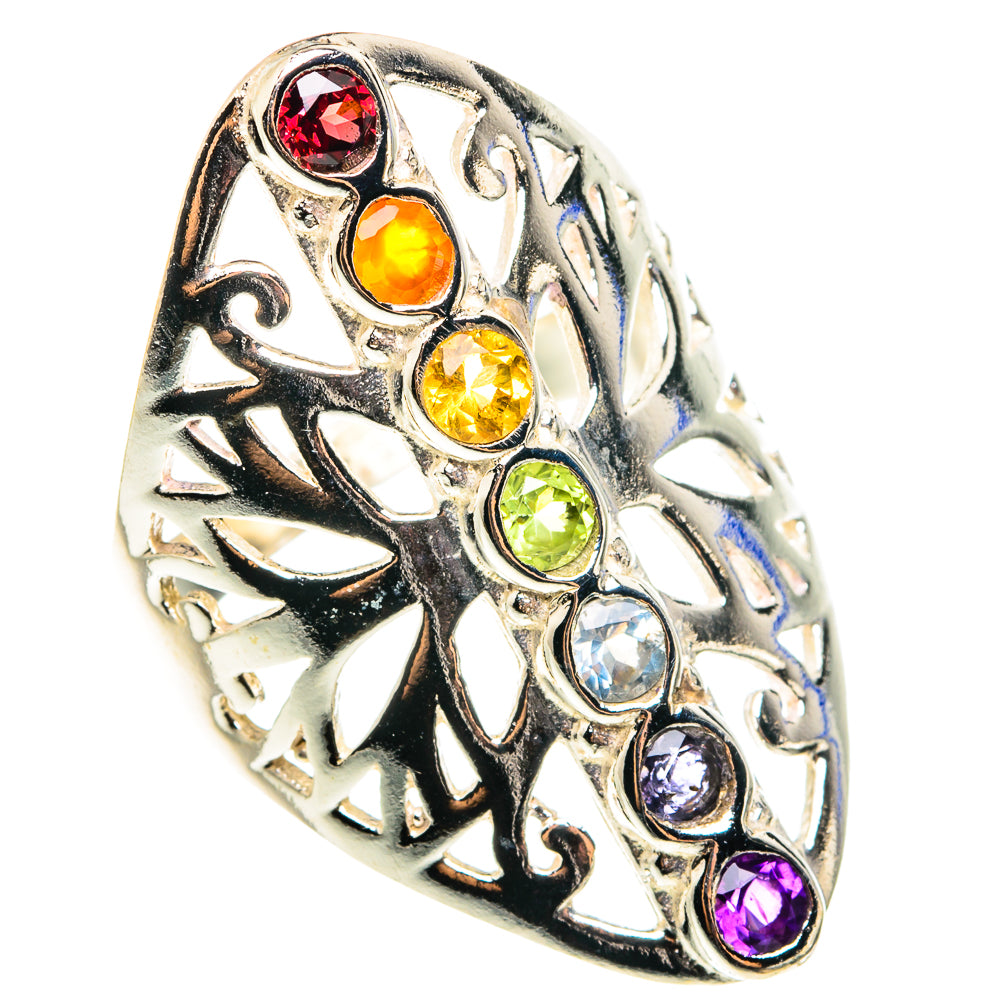 Multi-Stone Chakra Rings handcrafted by Anasilvercos - RING76387