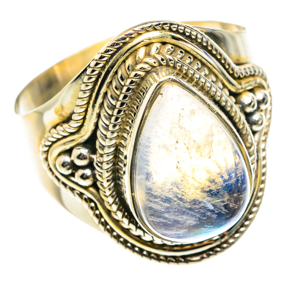 Rainbow Moonstone Rings handcrafted by Anasilvercos - RING76444