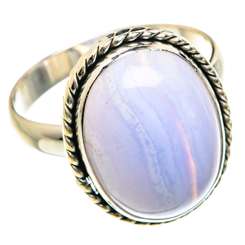 Blue Lace Agate Rings handcrafted by Anasilvercos - RING76445