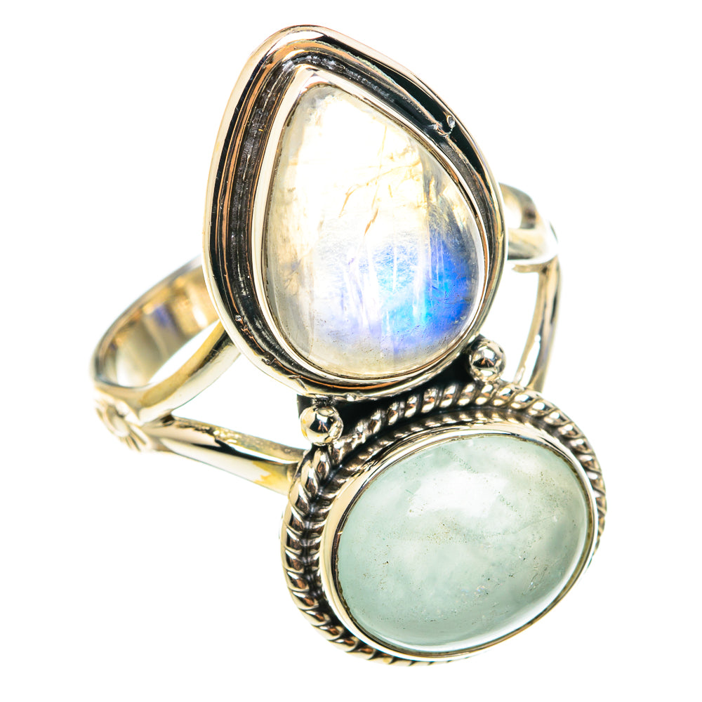 Rainbow Moonstone Rings handcrafted by Anasilvercos - RING76449