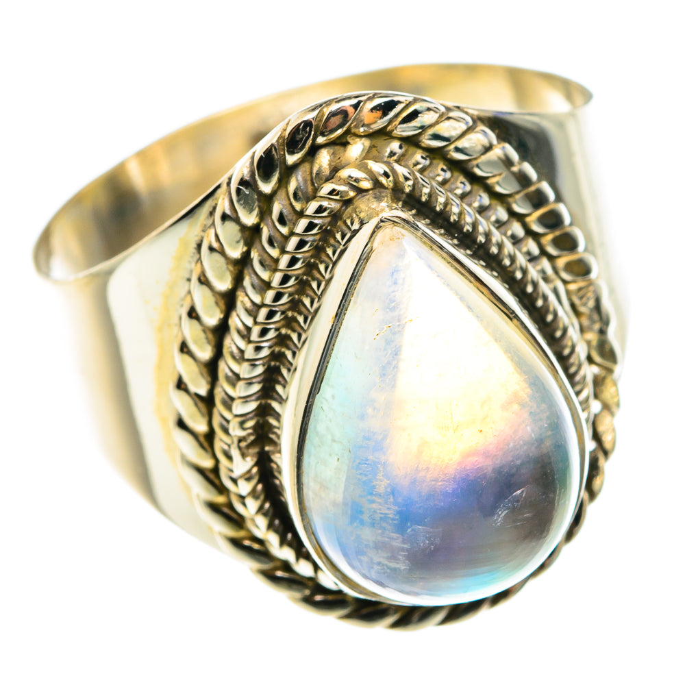 Rainbow Moonstone Rings handcrafted by Anasilvercos - RING76476