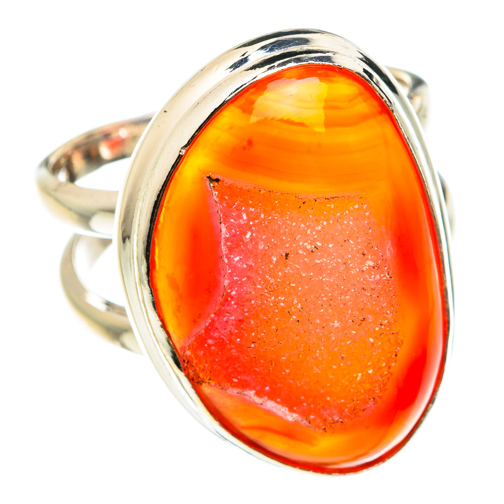 Pink Agate Druzy Rings handcrafted by Anasilvercos - RING76492