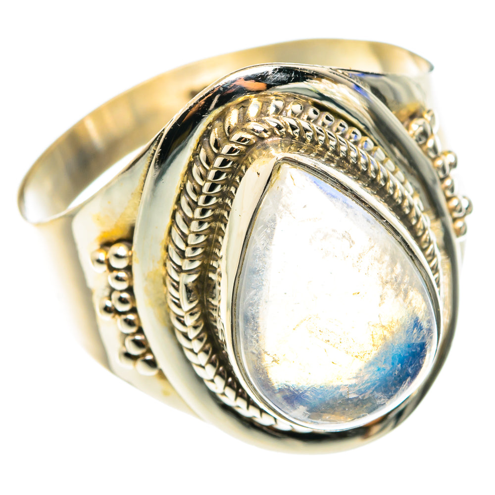 Rainbow Moonstone Rings handcrafted by Anasilvercos - RING76503