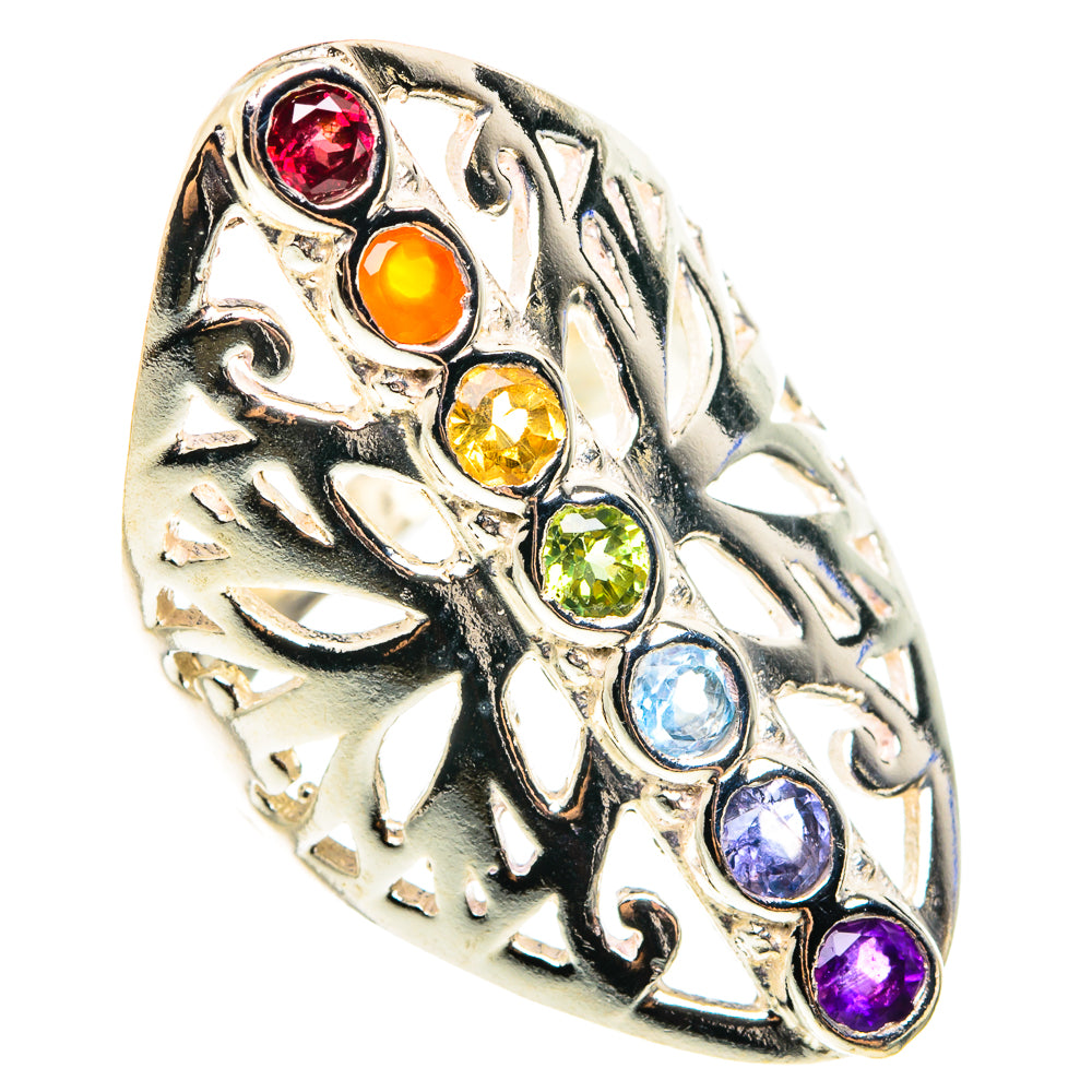 Multi-Stone Chakra Rings handcrafted by Anasilvercos - RING76505