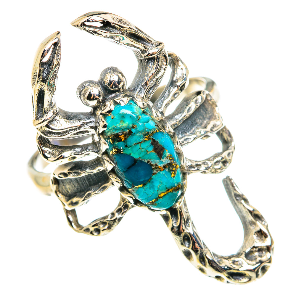 Blue Composite Turquoise Rings handcrafted by Anasilvercos - RING76509