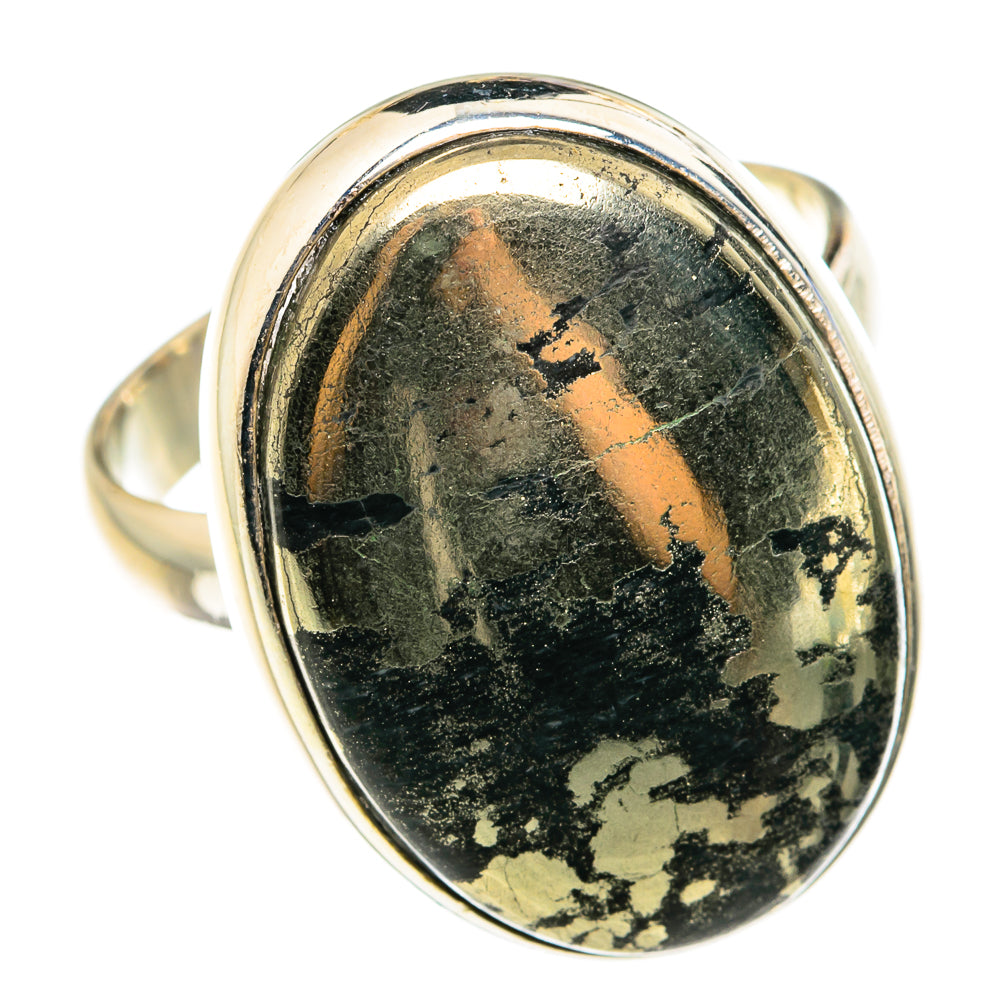 Pyrite In Black Onyx Rings handcrafted by Anasilvercos - RING76537
