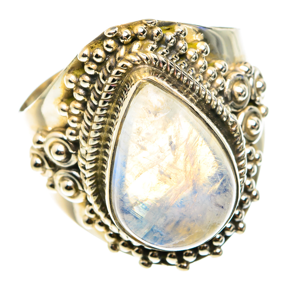 Rainbow Moonstone Rings handcrafted by Anasilvercos - RING76543