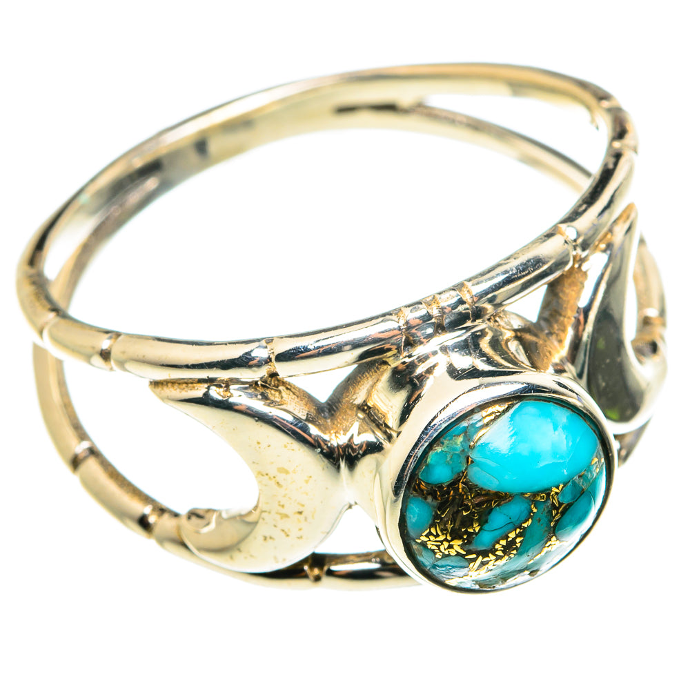 Blue Copper Composite Turquoise Rings handcrafted by Anasilvercos - RING76553
