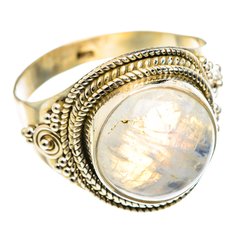 Rainbow Moonstone Rings handcrafted by Anasilvercos - RING76696