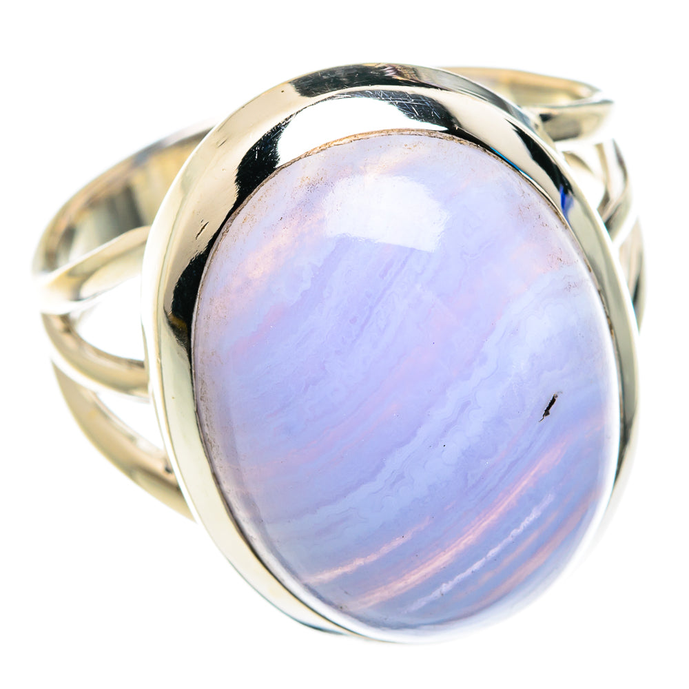 Blue Lace Agate Rings handcrafted by Anasilvercos - RING76723