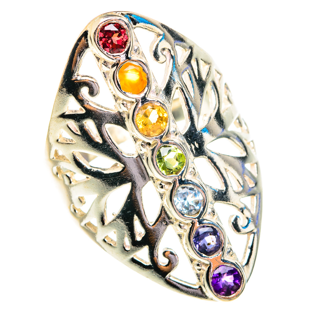 Multi-Stone Chakra Rings handcrafted by Anasilvercos - RING76726
