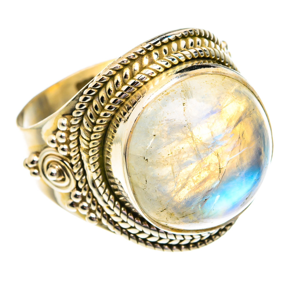Rainbow Moonstone Rings handcrafted by Anasilvercos - RING76750