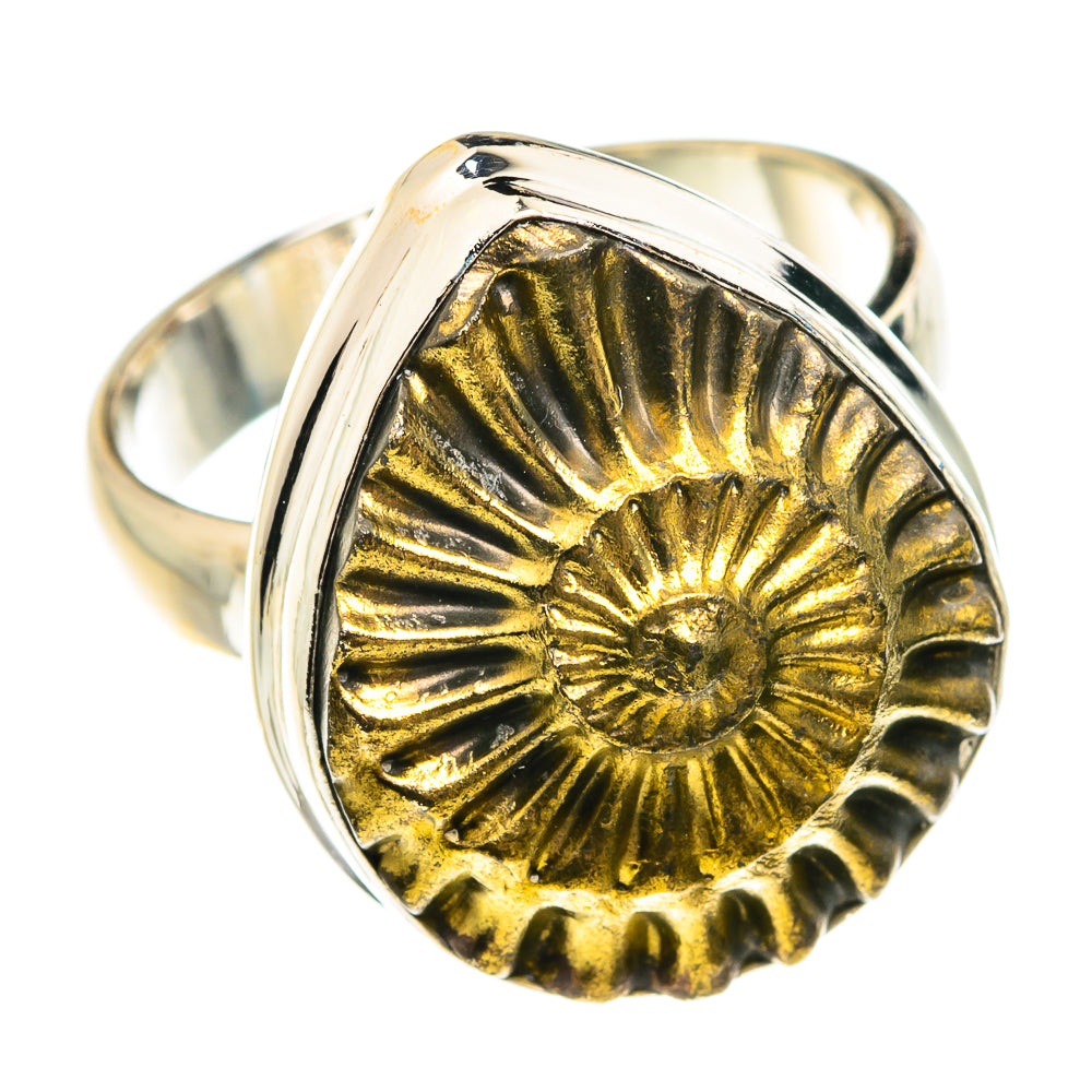 Pyrite Fossil Rings handcrafted by Anasilvercos - RING76825
