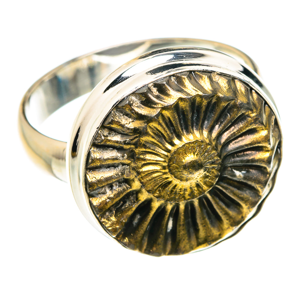 Pyrite Fossil Rings handcrafted by Anasilvercos - RING76826