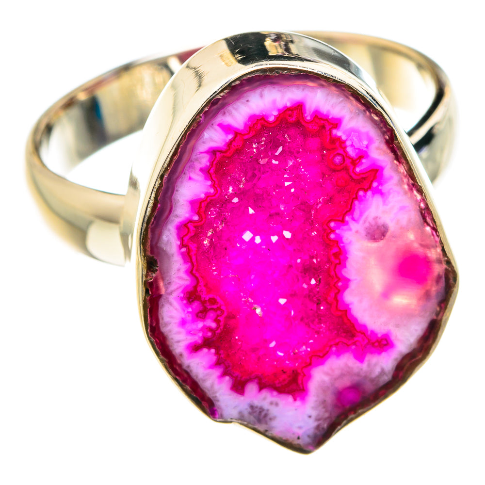 Pink Geode Slice Rings handcrafted by Anasilvercos - RING76839