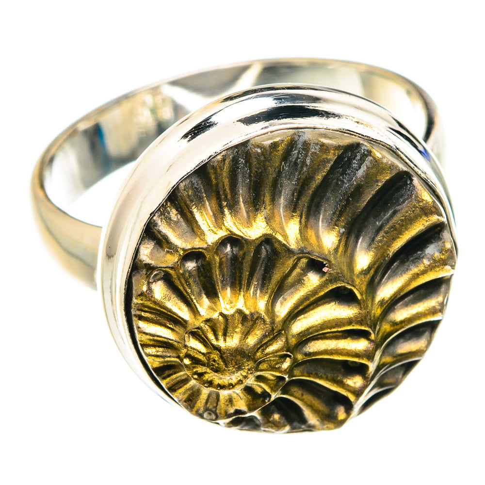 Pyrite Fossil Rings handcrafted by Anasilvercos - RING76912