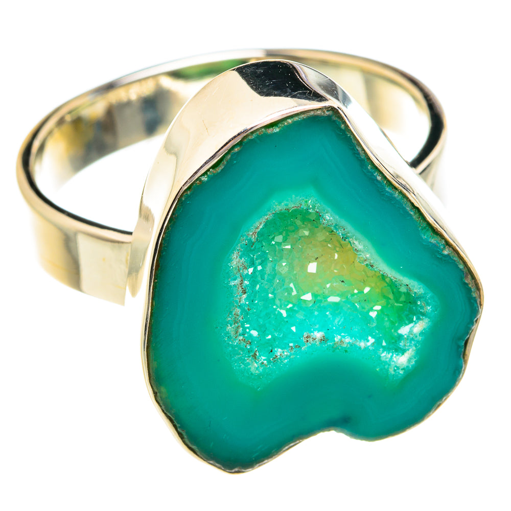 Green Geode Slice Rings handcrafted by Anasilvercos - RING76933