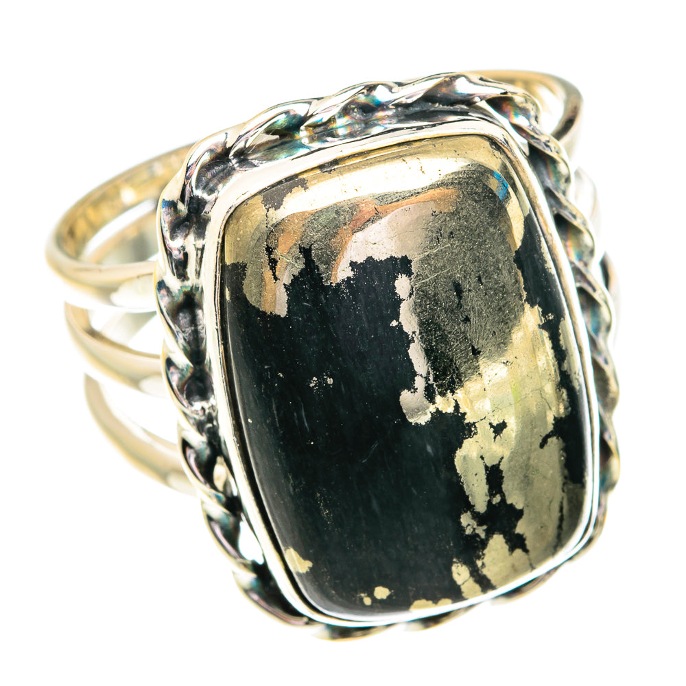 Pyrite in Magnetite (Healer's Gold) Rings handcrafted by Anasilvercos - RING76950