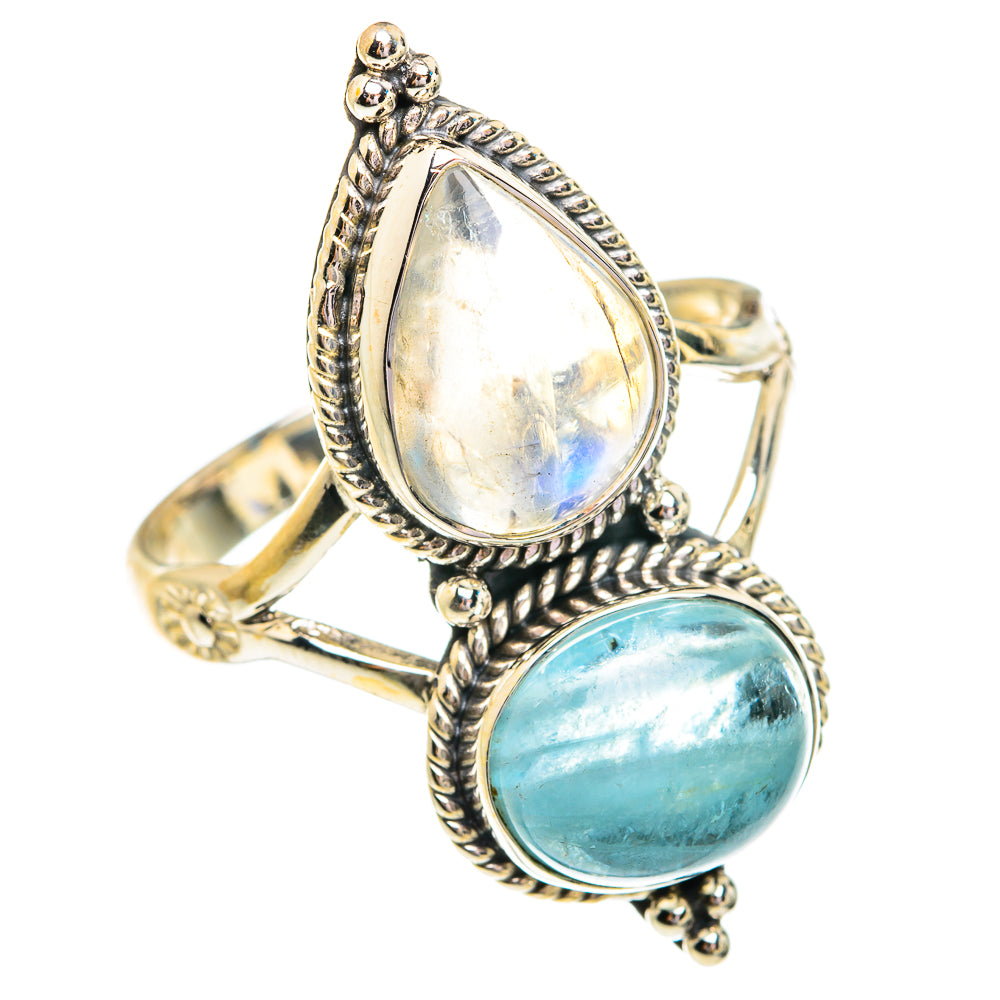 Rainbow Moonstone Rings handcrafted by Anasilvercos - RING76968