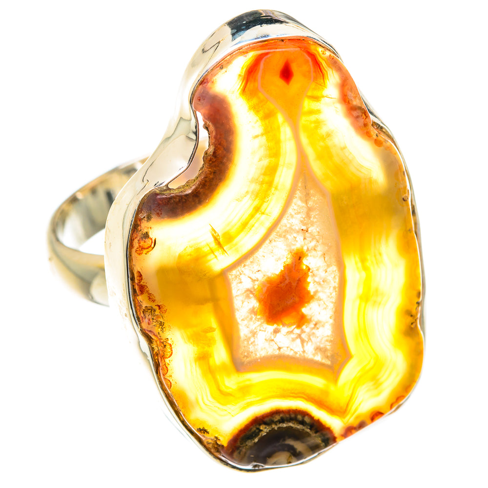 Orange Geode Slice Rings handcrafted by Anasilvercos - RING77004