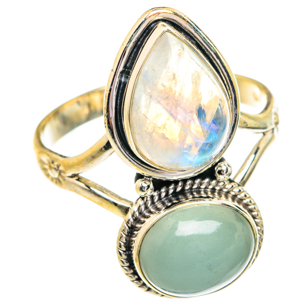 Rainbow Moonstone Rings handcrafted by Anasilvercos - RING77022