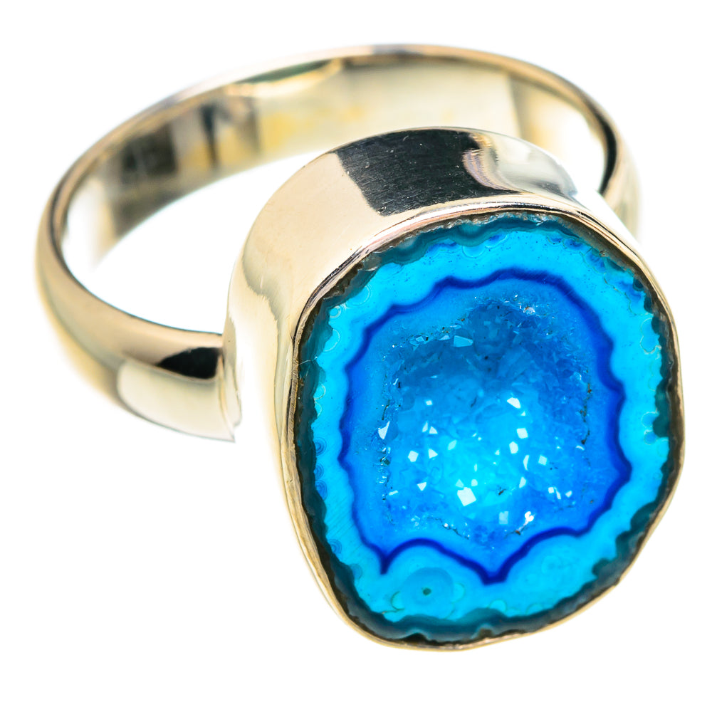 Blue Geode Slice Rings handcrafted by Anasilvercos - RING77028