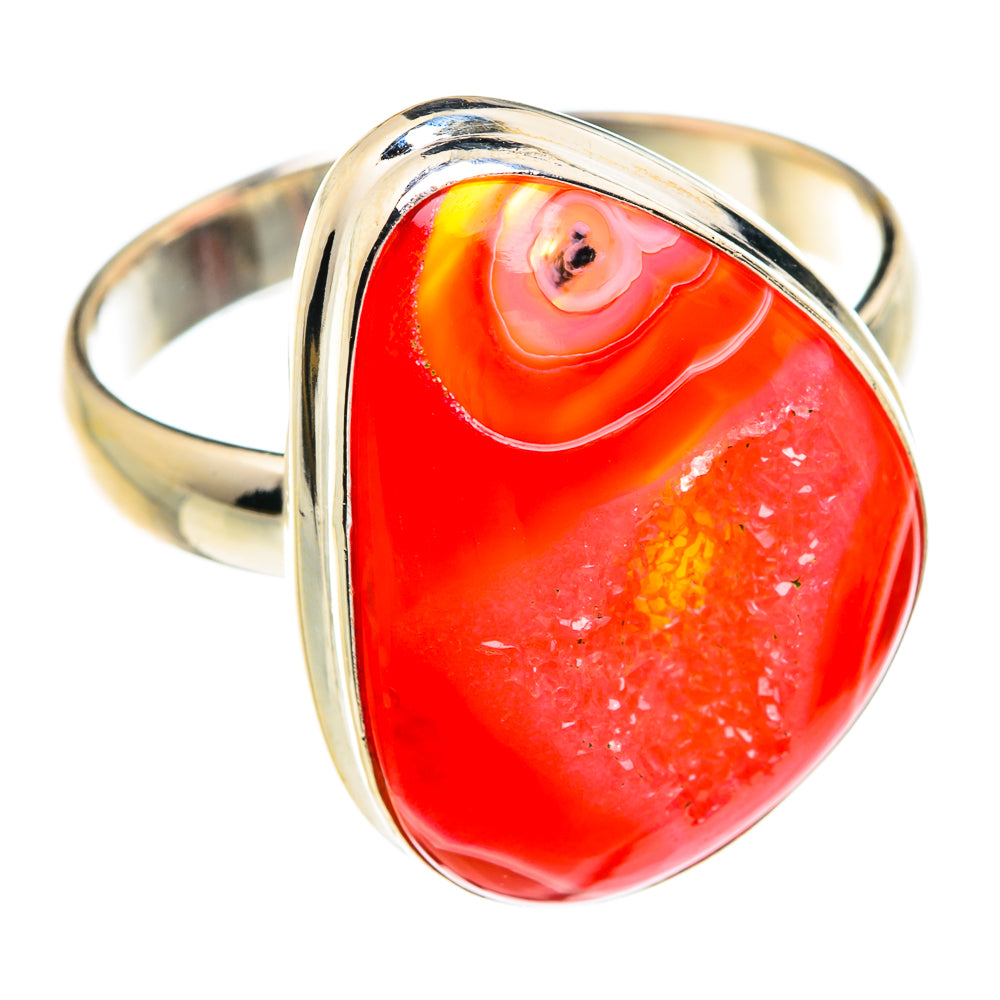 Red Agate Druzy Rings handcrafted by Anasilvercos - RING77040
