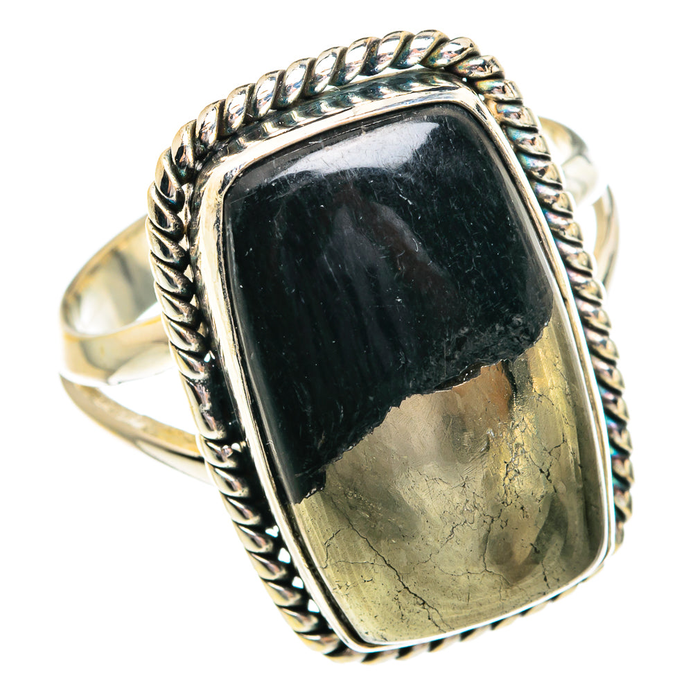 Pyrite in Magnetite (Healer's Gold) Rings handcrafted by Anasilvercos - RING77046