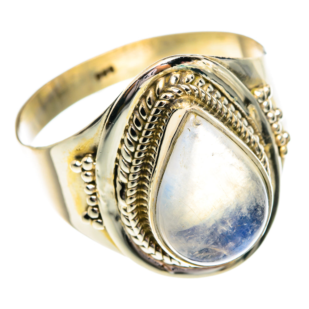 Rainbow Moonstone Rings handcrafted by Anasilvercos - RING77048