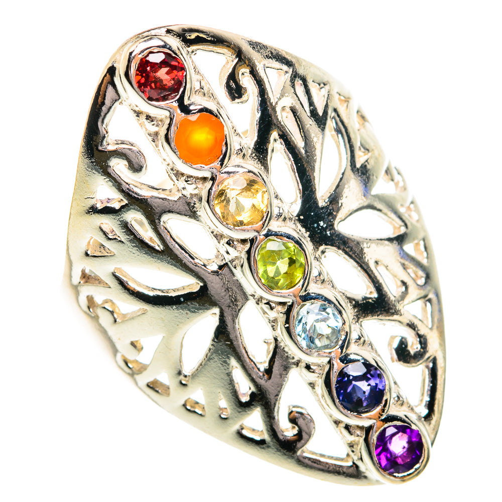 Multi-Stone Chakra Rings handcrafted by Anasilvercos - RING77050