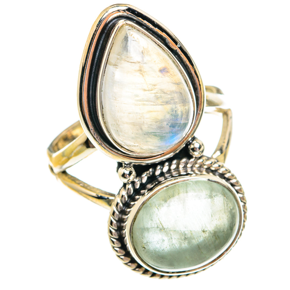 Rainbow Moonstone Rings handcrafted by Anasilvercos - RING77057