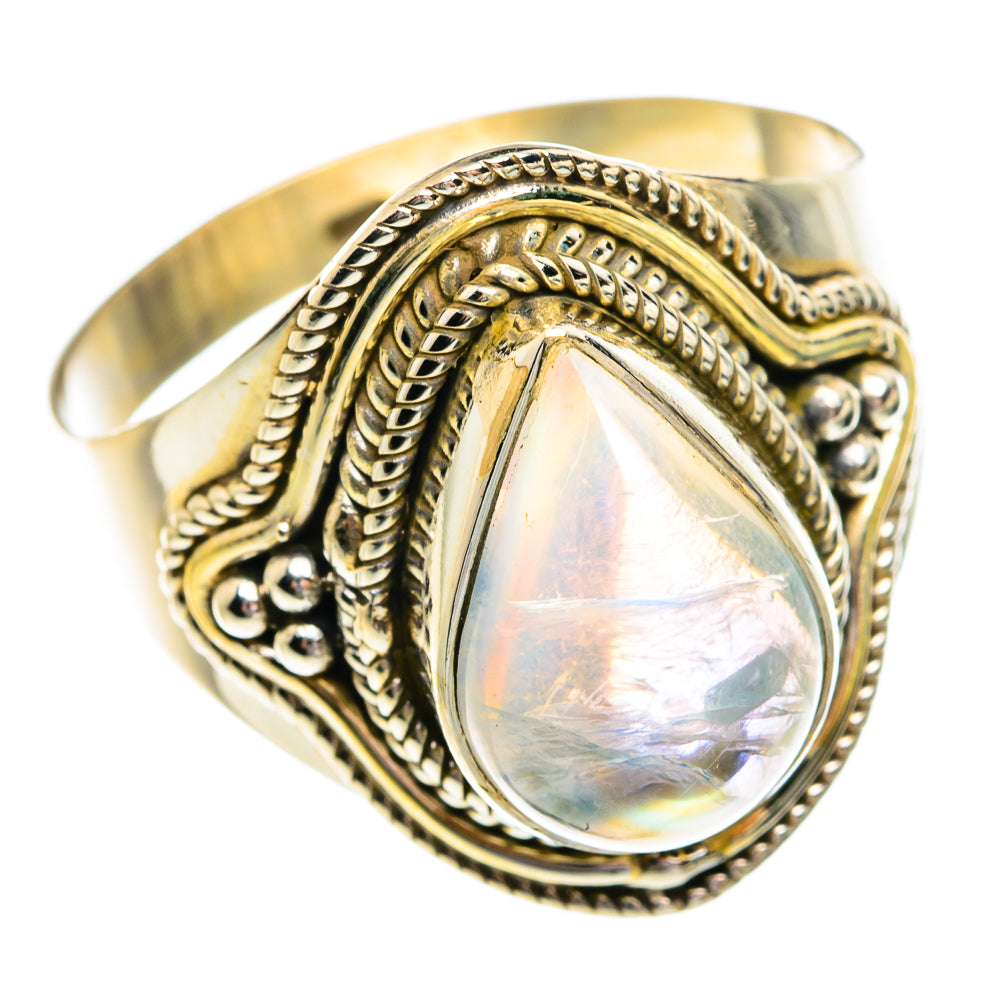 Rainbow Moonstone Rings handcrafted by Anasilvercos - RING77079